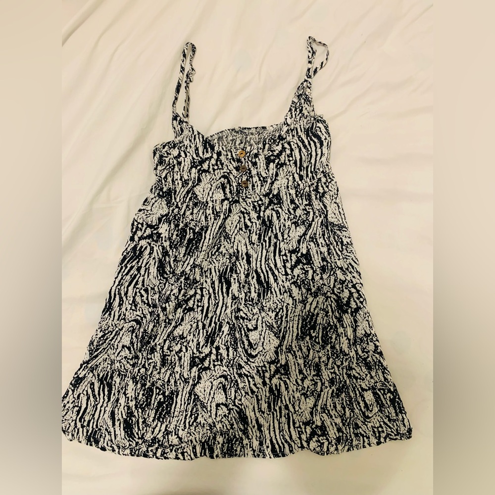 Black & White Textured Print Cami Dress